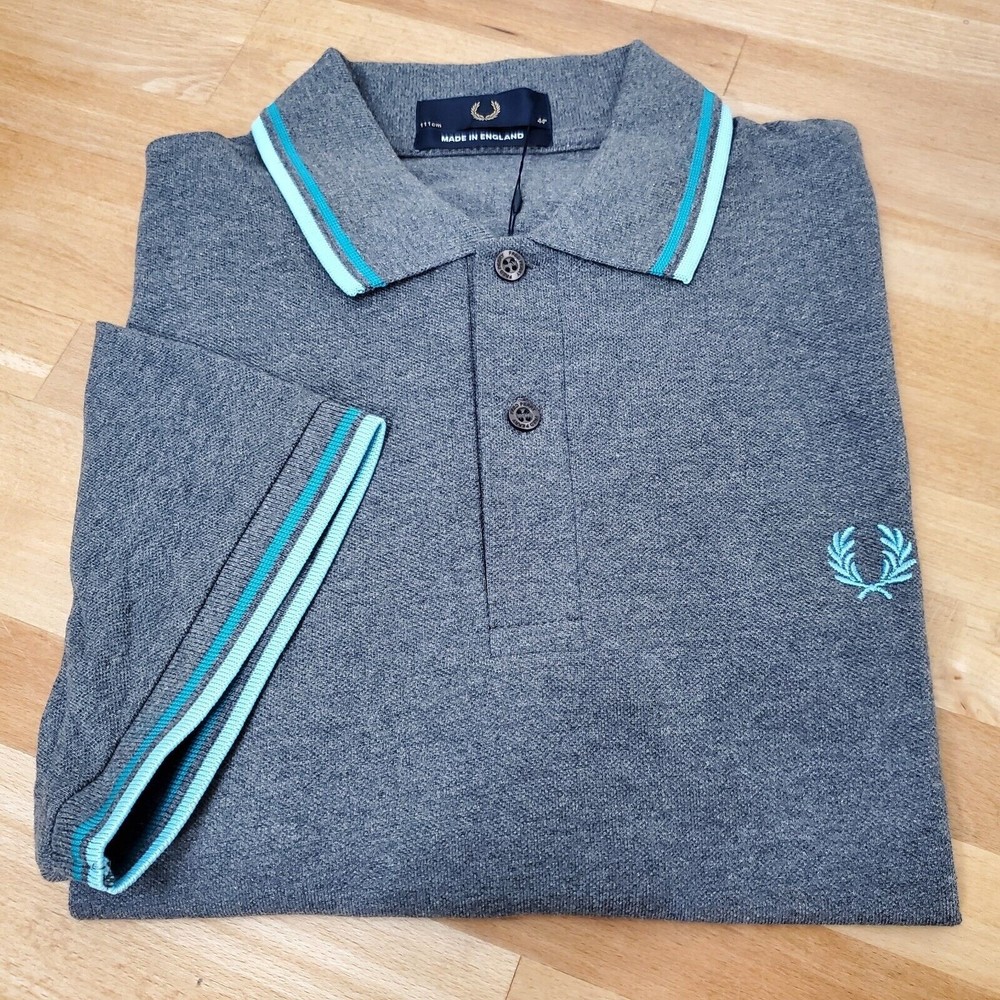 Fred Perry Polo Twin Tipped Graphite Marl M12 111cm 44" Made In England 22"x30"